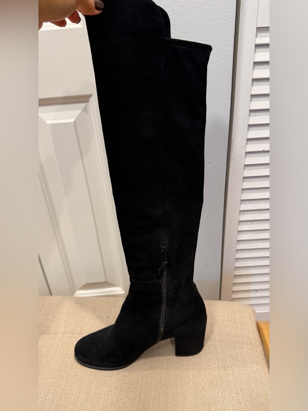 Stuart Weitzman City Block Over-the-Knee Boots Black Suede Women’s Size 8 M